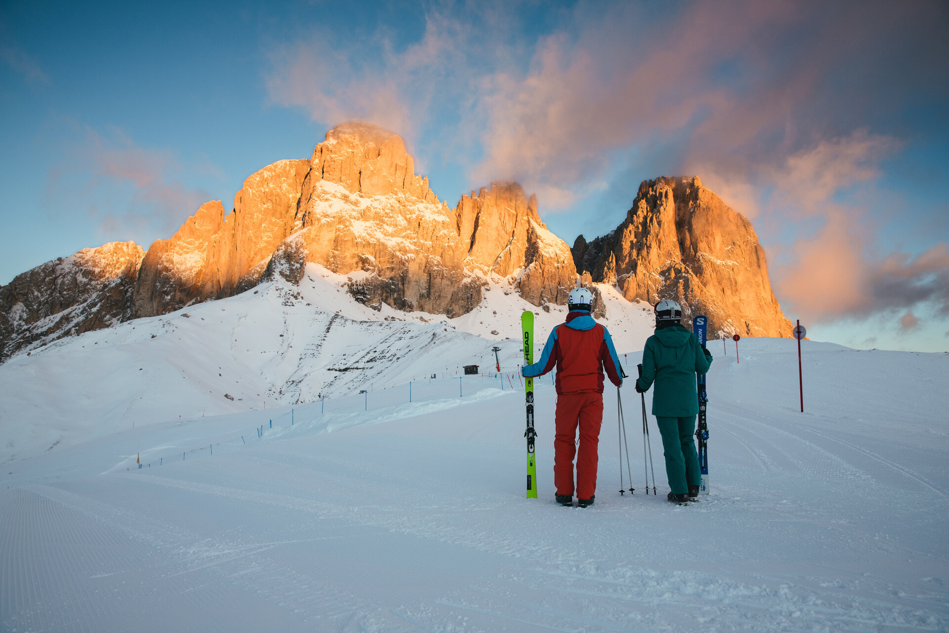 Sciare all'alba al Sassolungo in Val di Fassa | © Archivio Immagini ApT Val di Fassa - Federico Modica