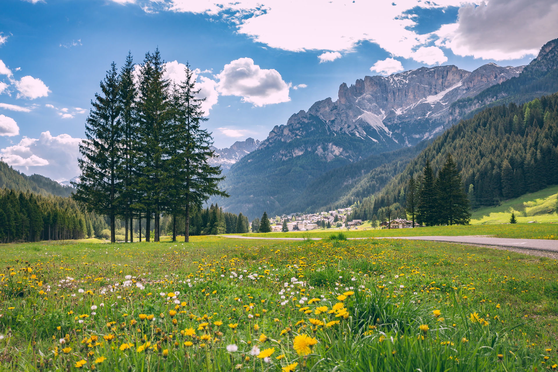 La pista ciclabile delle Dolomiti vista da Fontanazzo, nel comune di Mazzin in Val di Fassa | © Patricia Ramirez - Archivio Immagini ApT Val di Fassa